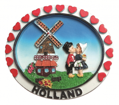 Koelkast magneet Molen en kussendpaar.