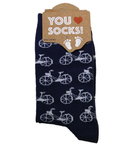 Sokken donkerblauw met fiets
