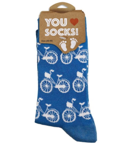Sokken licht blauw met fietsjes