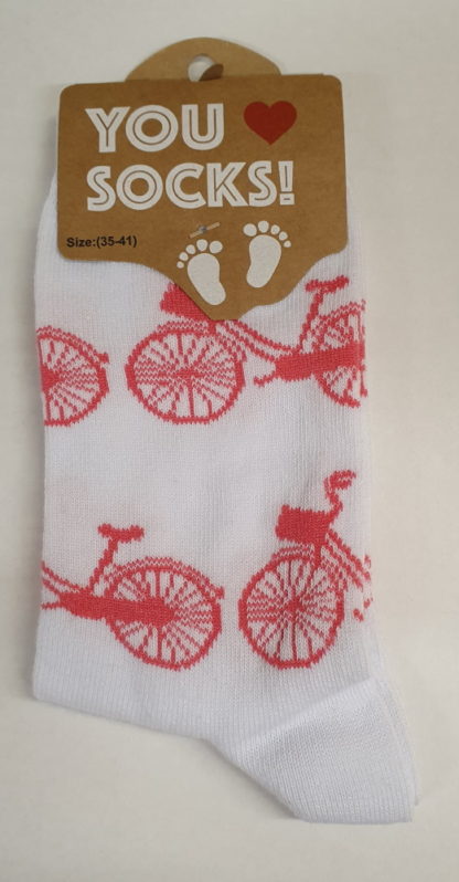 Witte sokken roze fietsen