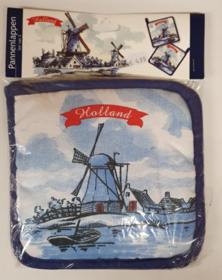 Pannenlap molen Holland blauw 2 stuks